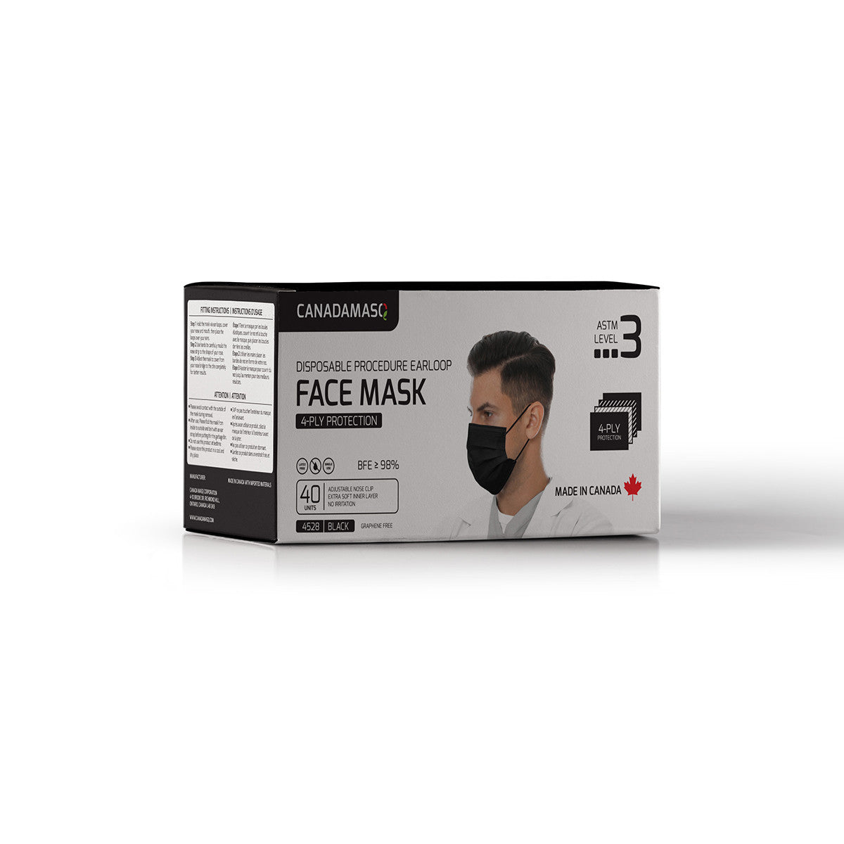 ASTM 4-PLY LEVEL 3 PROCEDURE MASK - ADULT (BLACK)