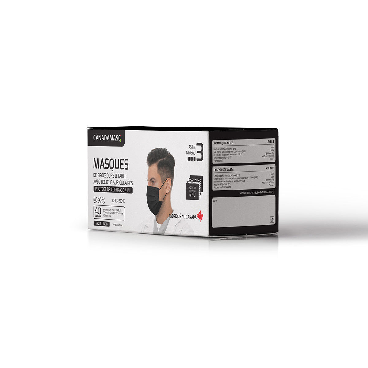 ASTM 4-PLY LEVEL 3 PROCEDURE MASK - ADULT (BLACK)